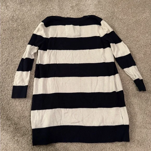 Abercrombie & Fitch Navy Cream Striped Long Cardigan Sweater Size S - Picture 2 of 4